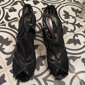 Dolce & Gabanna Cage Lace Black Patent Heel